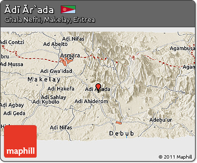 Shaded Relief Panoramic Map of Ādī Ār`ada