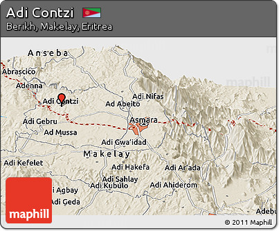 Shaded Relief Panoramic Map of Adi Contzi