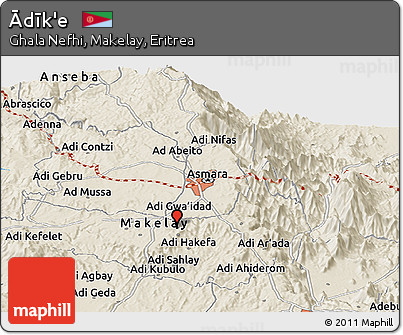Shaded Relief Panoramic Map of Ādīk'e