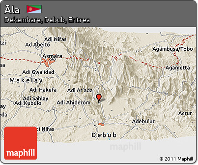 Shaded Relief Panoramic Map of Āla