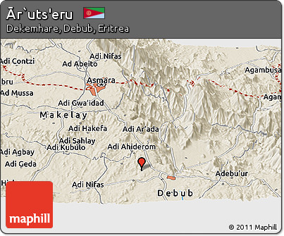 Shaded Relief Panoramic Map of Ār`uts'eru