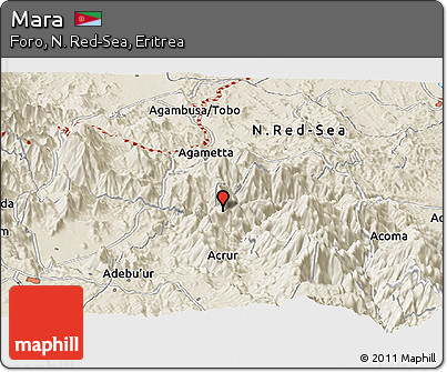 Shaded Relief Panoramic Map of Mara