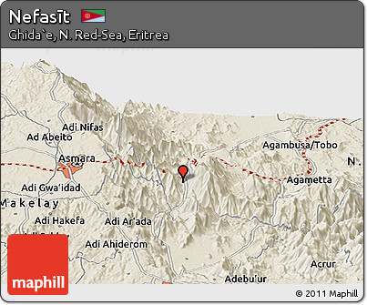 Shaded Relief Panoramic Map of Nefasīt