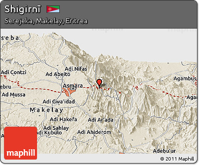 Shaded Relief Panoramic Map of Shigirnī