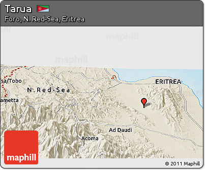 Shaded Relief Panoramic Map of Tarua