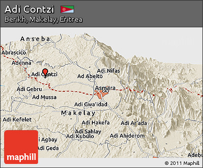 Shaded Relief Panoramic Map of Adi Contzi