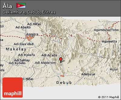 Shaded Relief Panoramic Map of Āla