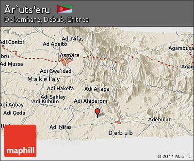 Shaded Relief Panoramic Map of Ār`uts'eru