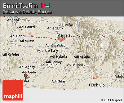 Shaded Relief Panoramic Map of Emnī-Tselīm