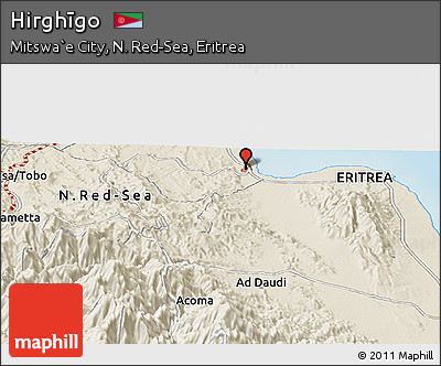 Shaded Relief Panoramic Map of Hirghīgo