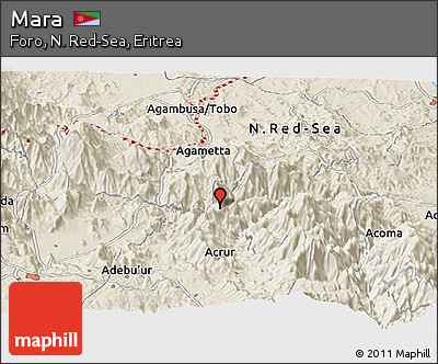 Shaded Relief Panoramic Map of Mara