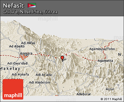 Shaded Relief Panoramic Map of Nefasīt