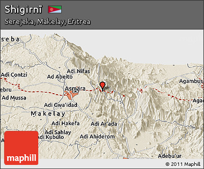 Shaded Relief Panoramic Map of Shigirnī