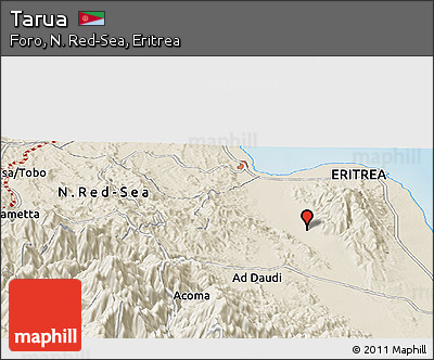 Shaded Relief Panoramic Map of Tarua