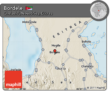 Shaded Relief Map of Bordele