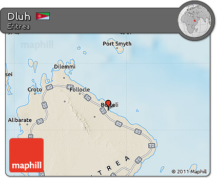 Shaded Relief Map of Dluh