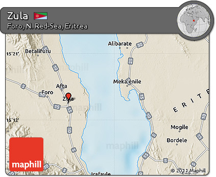 Shaded Relief Map of Zula