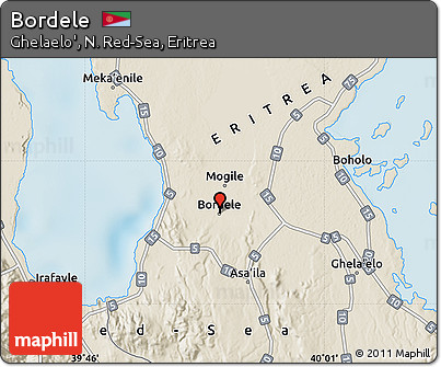 Shaded Relief Map of Bordele