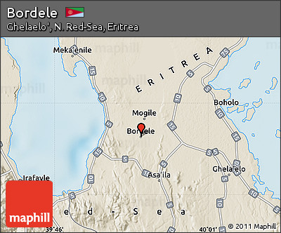 Shaded Relief Map of Bordele