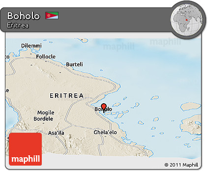 Shaded Relief Panoramic Map of Boholo
