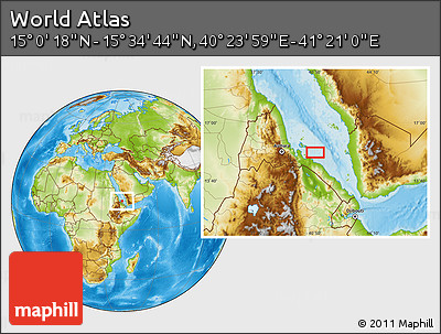 Physical Location Map of the Area around 15° 17' 31" N, 40° 52' 30" E