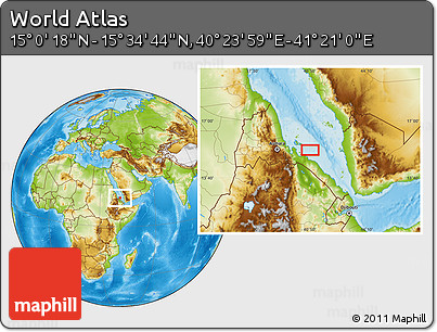 Physical Location Map of the Area around 15° 17' 31" N, 40° 52' 30" E