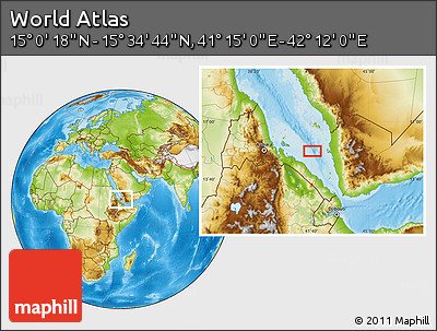 Physical Location Map of the Area around 15° 17' 31" N, 41° 43' 30" E