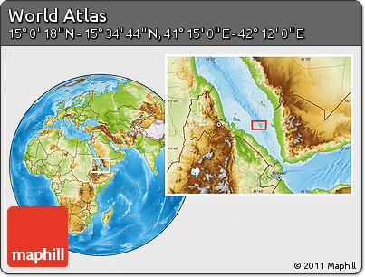 Physical Location Map of the Area around 15° 17' 31" N, 41° 43' 30" E