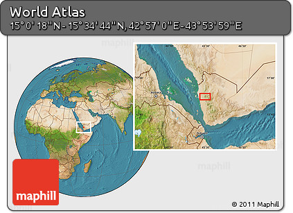 Satellite Location Map of the Area around 15° 17' 31" N, 43° 25' 29" E