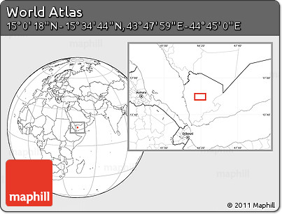 Blank Location Map of the Area around 15° 17' 31" N, 44° 16' 29" E