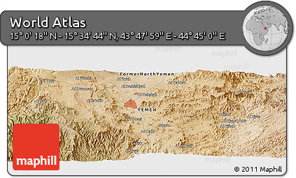 Satellite Panoramic Map of the Area around 15° 17' 31" N, 44° 16' 29" E