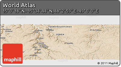 Satellite Panoramic Map of the Area around 15° 17' 31" N, 48° 31' 29" E