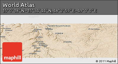 Satellite Panoramic Map of the Area around 15° 17' 31" N, 48° 31' 29" E
