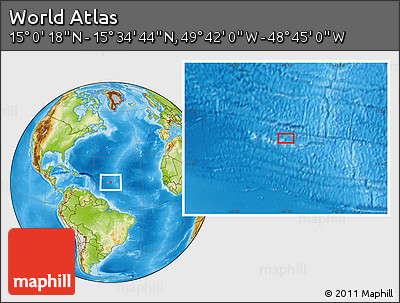 Physical Location Map of the Area around 15° 17' 31" N, 49° 13' 30" W