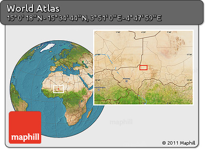 Satellite Location Map of the Area around 15° 17' 31" N, 4° 19' 30" E