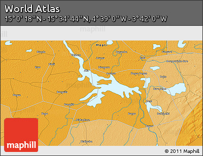 Political 3D Map of the Area around 15° 17' 31" N, 4° 10' 30" W
