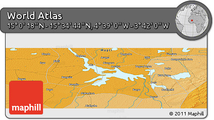 Political Panoramic Map of the Area around 15° 17' 31" N, 4° 10' 30" W