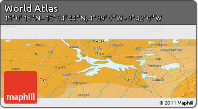 Political Panoramic Map of the Area around 15° 17' 31" N, 4° 10' 30" W