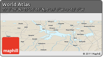 Shaded Relief Panoramic Map of the Area around 15° 17' 31" N, 4° 10' 30" W