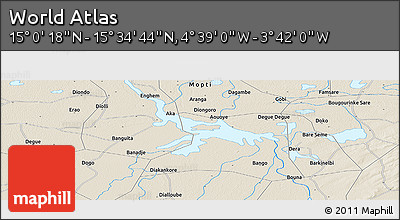 Shaded Relief Panoramic Map of the Area around 15° 17' 31" N, 4° 10' 30" W
