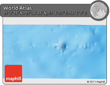 Physical 3D Map of the Area around 15° 17' 31" N, 53° 37' 30" E
