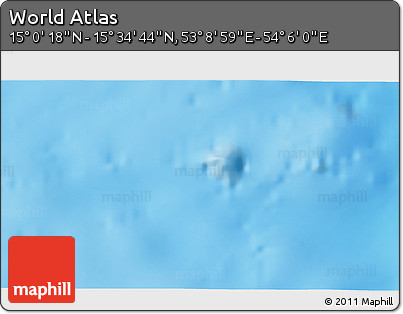 Physical 3D Map of the Area around 15° 17' 31" N, 53° 37' 30" E
