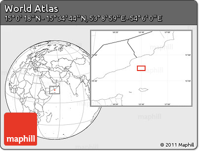 Blank Location Map of the Area around 15° 17' 31" N, 53° 37' 30" E
