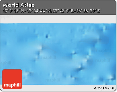 Shaded Relief 3D Map of the Area around 15° 17' 31" N, 56° 10' 29" E