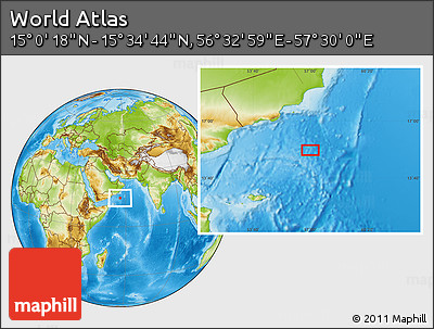 Physical Location Map of the Area around 15° 17' 31" N, 57° 1' 29" E