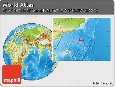 Physical Location Map of the Area around 15° 17' 31" N, 57° 1' 29" E