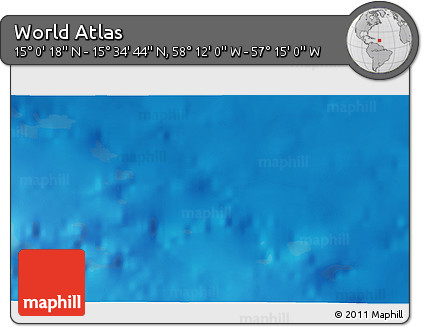 Physical 3D Map of the Area around 15° 17' 31" N, 57° 43' 30" W
