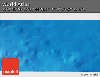 Physical 3D Map of the Area around 15° 17' 31" N, 57° 43' 30" W