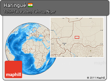 Shaded Relief Location Map of Haringué