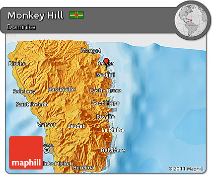Political 3D Map of Monkey Hill
